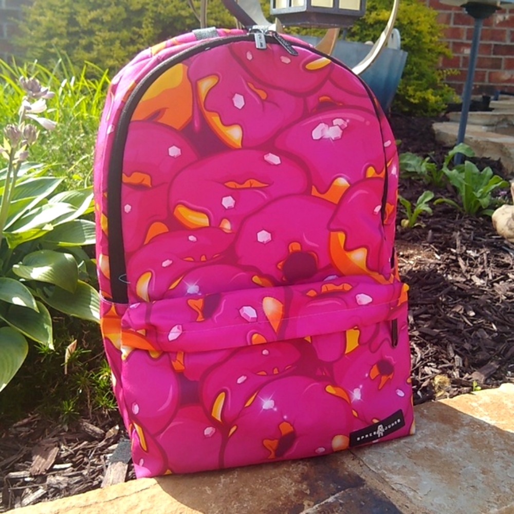 Space Junk Pink Donut Oversized Backpack EUC